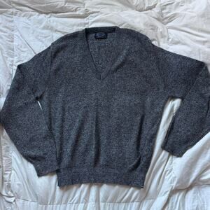 Vintage jantzen gray v neck sweater XL pullover lightweight casual preppy USA